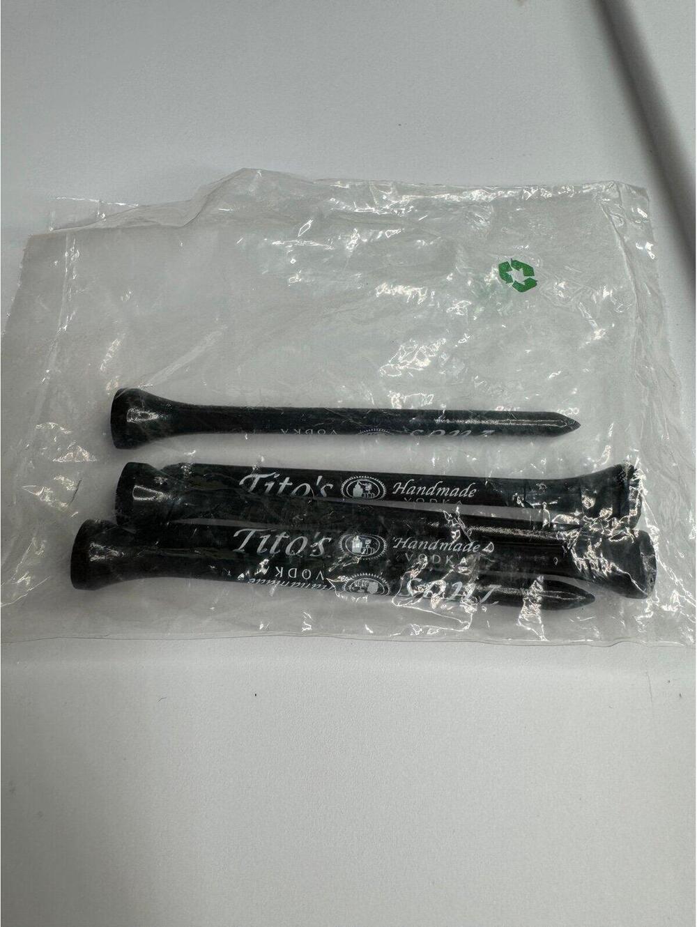 Tito's Handmade Vodka Black White Lettering Wooden 3.5" Golf Tees New